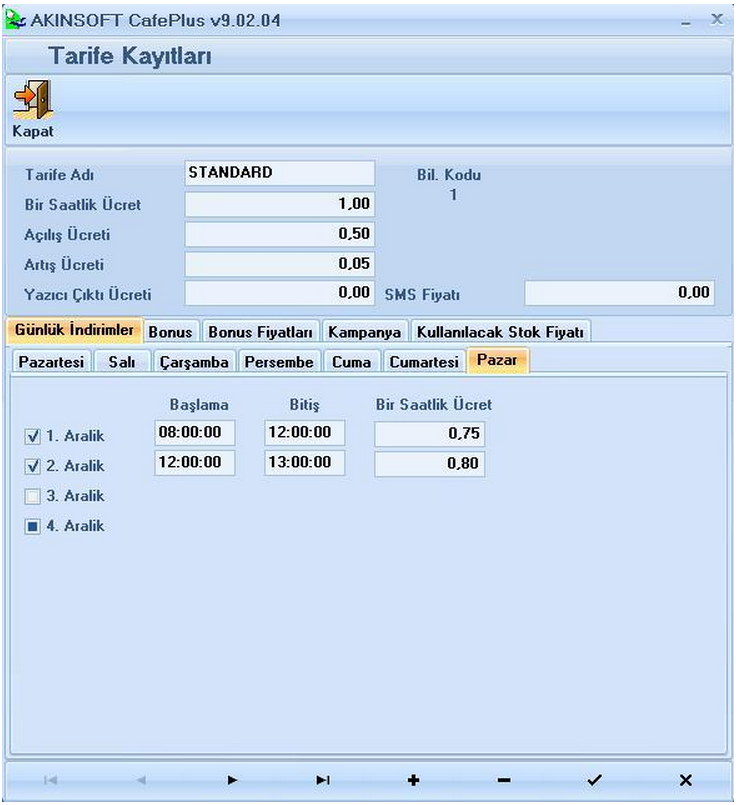 CafePlusÜcretlendirme Ayarları2