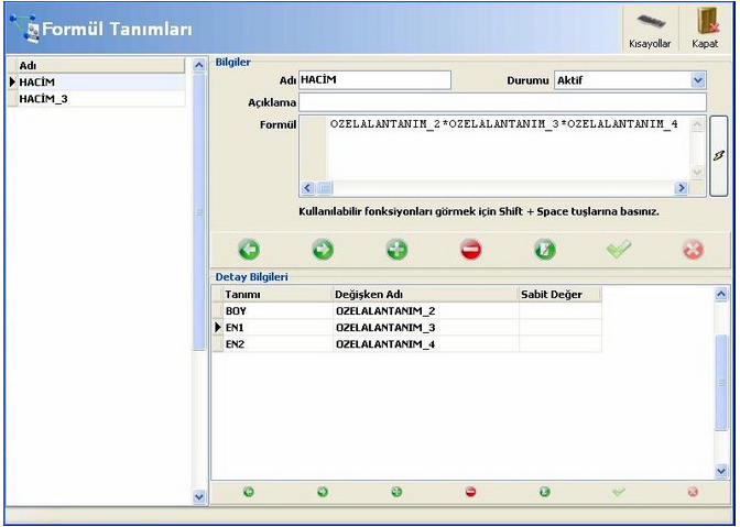WOLVOX ERP Formül Tanımları2