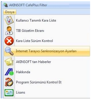 Akınsoft CafePlus İnternet Tarayıcı Senkronizasyon Ayarları1