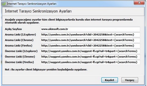 Akınsoft CafePlus İnternet Tarayıcı Senkronizasyon Ayarları2