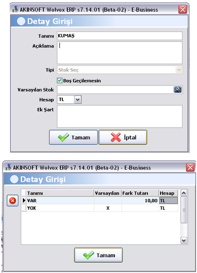 Akınsoft Wolvox Erp Programında Ek Özellik Tanımları1
