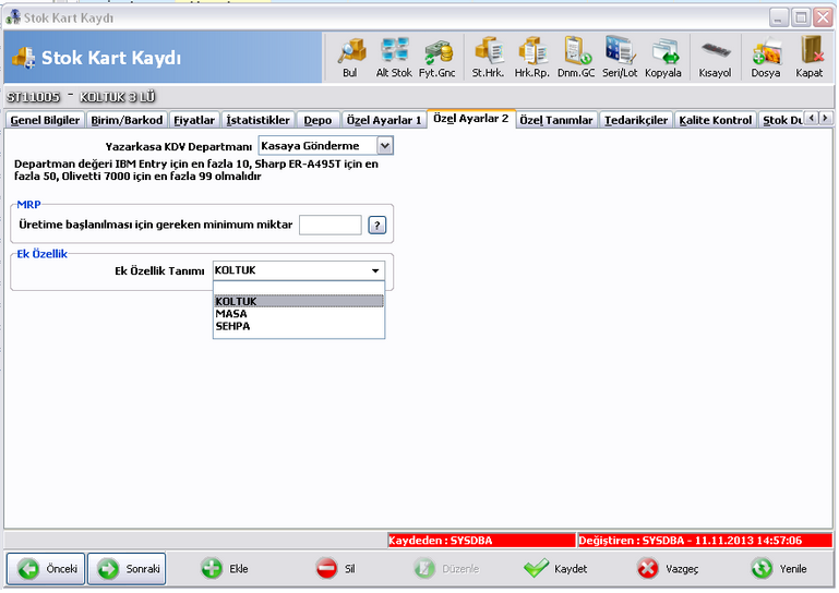 Akınsoft Wolvox Erp Programında Ek Özellik Tanımları2